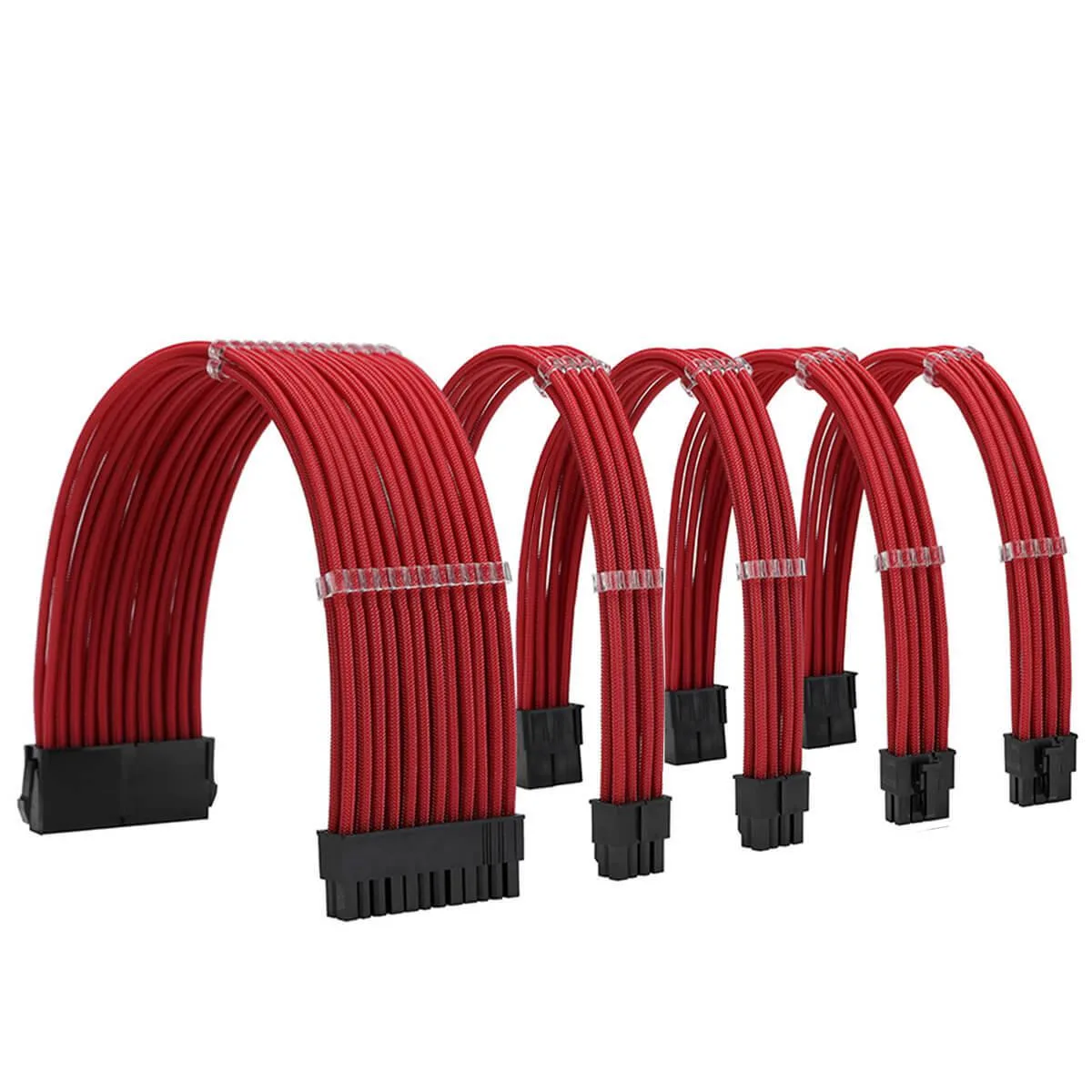 KOZYFOX KOZYFOX 18AWG Braided PSU Extension Kit Red 30cm 24P 2x8P CPU 2x8P GPU — product photo