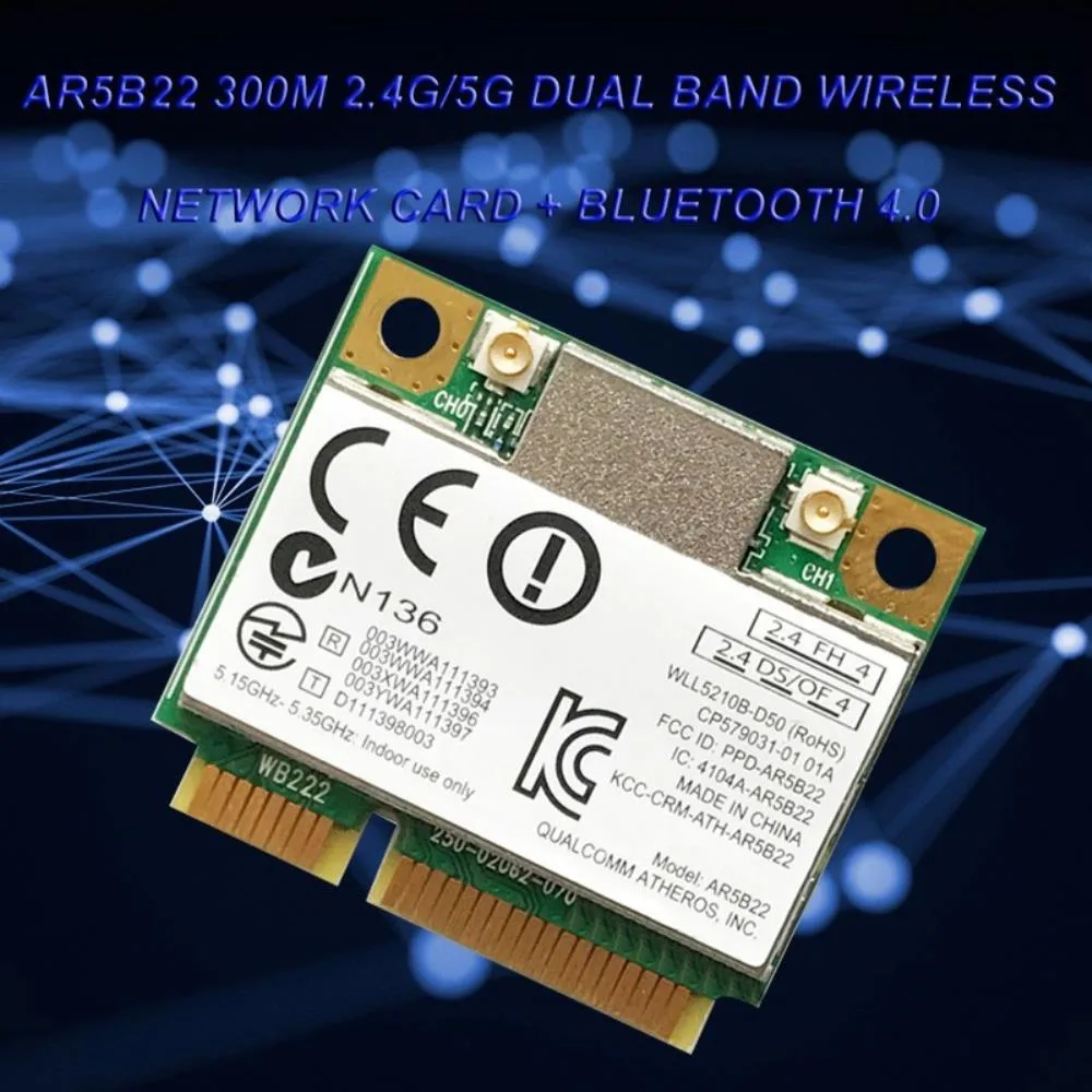 Ruth's sister Ruth's sister AR5B22 Dual Band 300Mbps 802.11 a/b/g/n 2.4/5Ghz Half Mini PCI-E Wi-Fi adapter — product photo