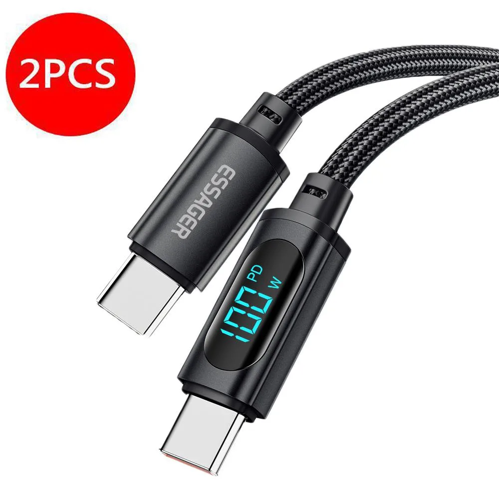 LUOM LUOM USB-C to USB-C Cable 2-Pack 3.3ft 100W 5A LED Display Charger Pro Air Mini S23 S22 Z Fold Z Flip — product photo
