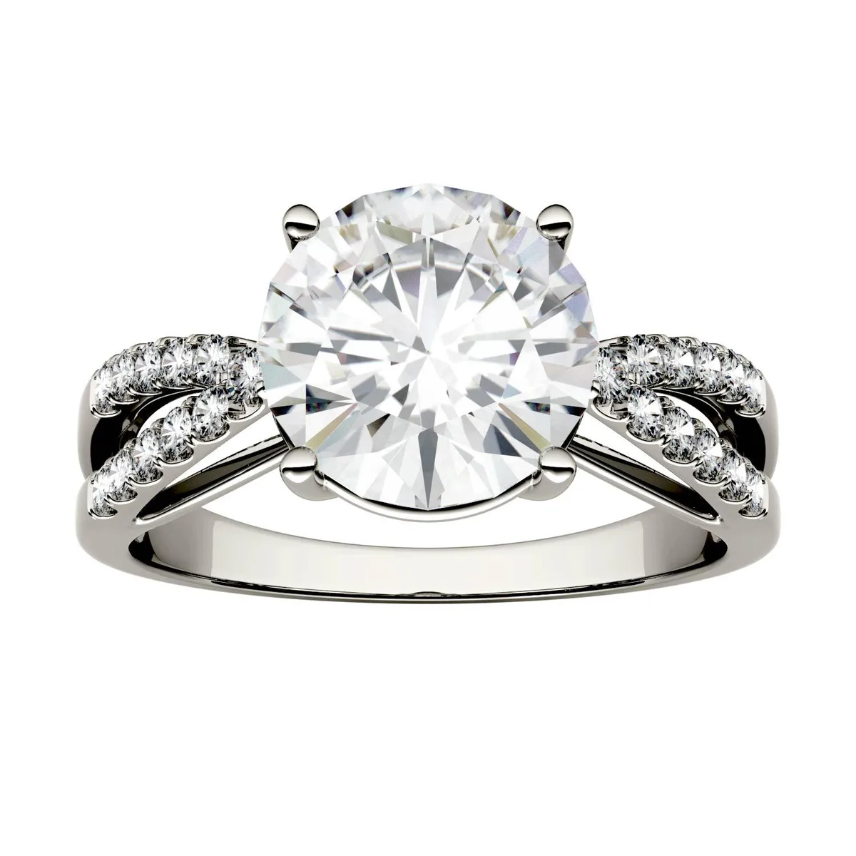 Charles &amp; Colvard Charles &amp; Colvard 9.0mm Round Moissanite Engagement Ring Size 7 2.92cttw DEW — product photo
