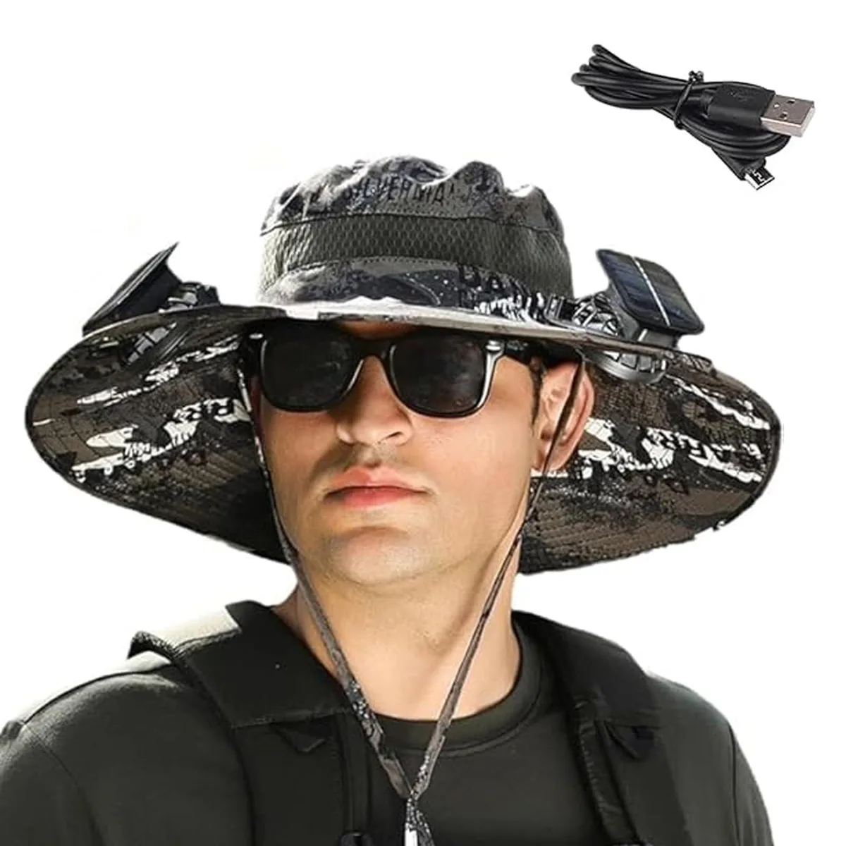 SFH-0426 Solar Fan Hat Dark Gray Camouflage — product photo