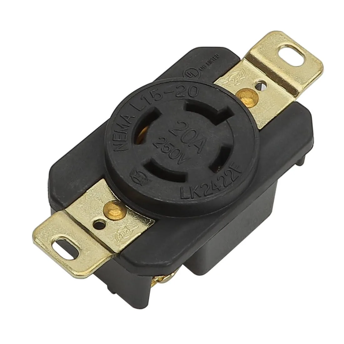 LORDWORLD LORDWORLD NEMA L15-20R 20A 250V 3 Pole 4 Wire Industrial Locking Female Receptacle — product photo