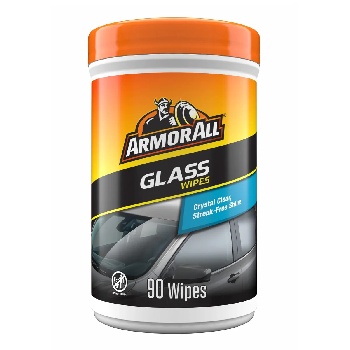 Cylindrical canister with 90 lemon-scented glass wipes