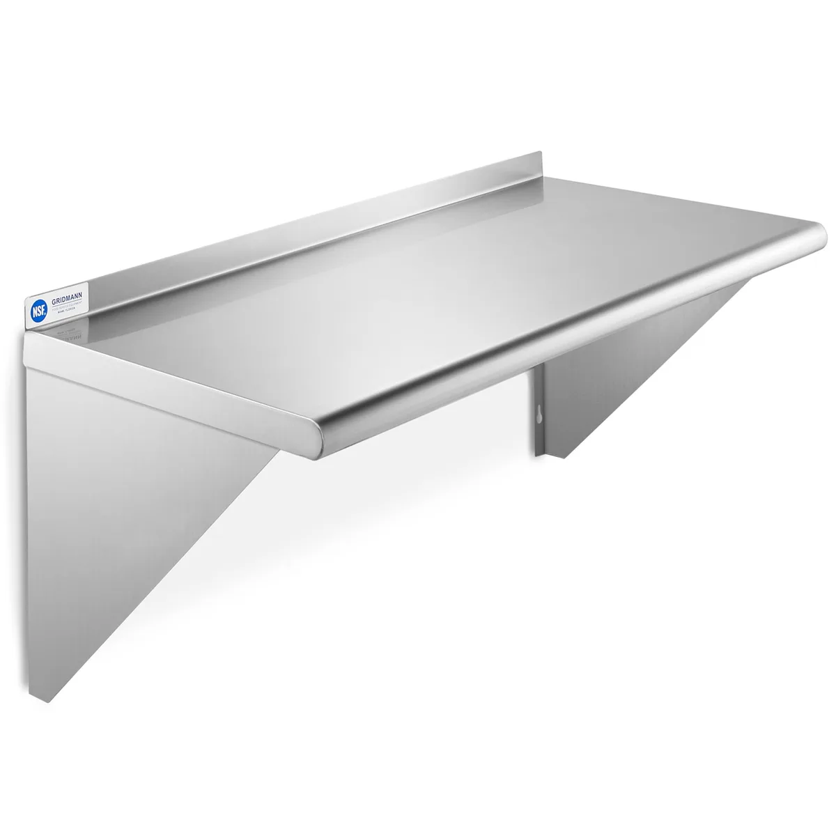 Gridmann Gridmann 12" x 24" Stainless Steel Wall Mount Shelf with Backsplash — product photo