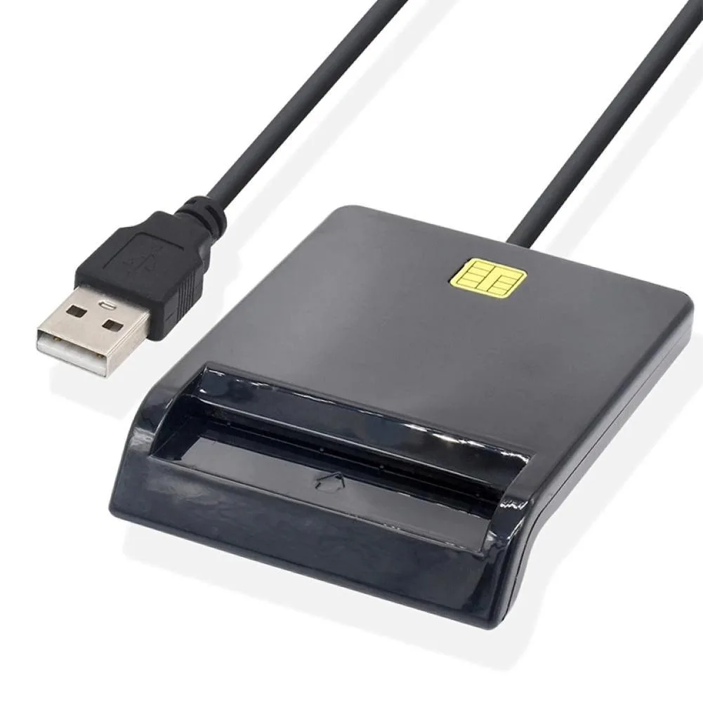 Black smart card reader with 1.5m USB 2.0 cable