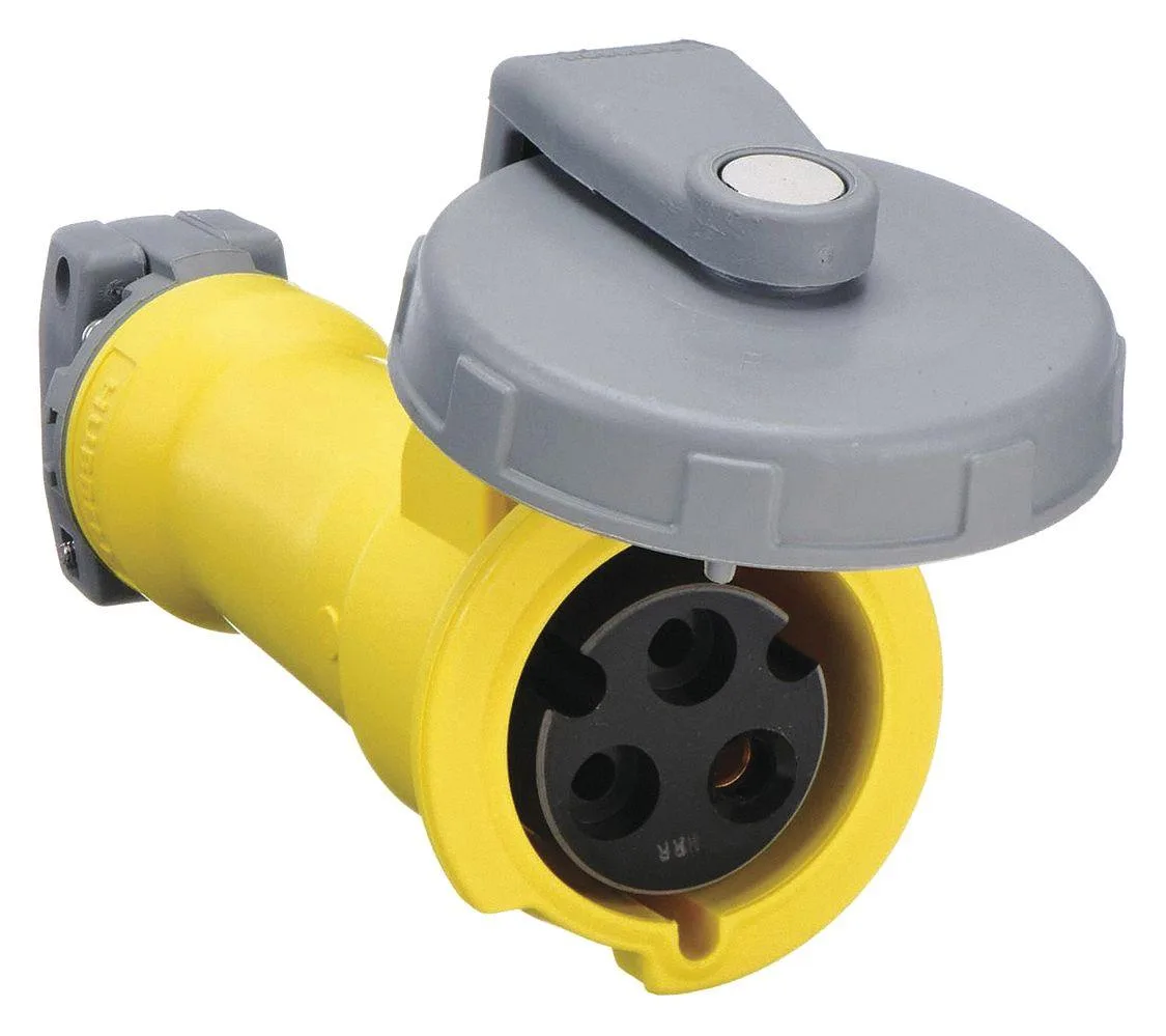 Hubbell Incorporated Hubbell Incorporated HBL330C4W 30 A 125 V IP68 IP69K yellow pin-and-sleeve connector — product photo