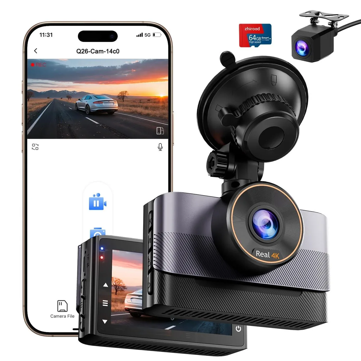 Batianda Batianda Dual Dash Cam 4K+1080P 64GB Card 2 in 1 accessory — product photo