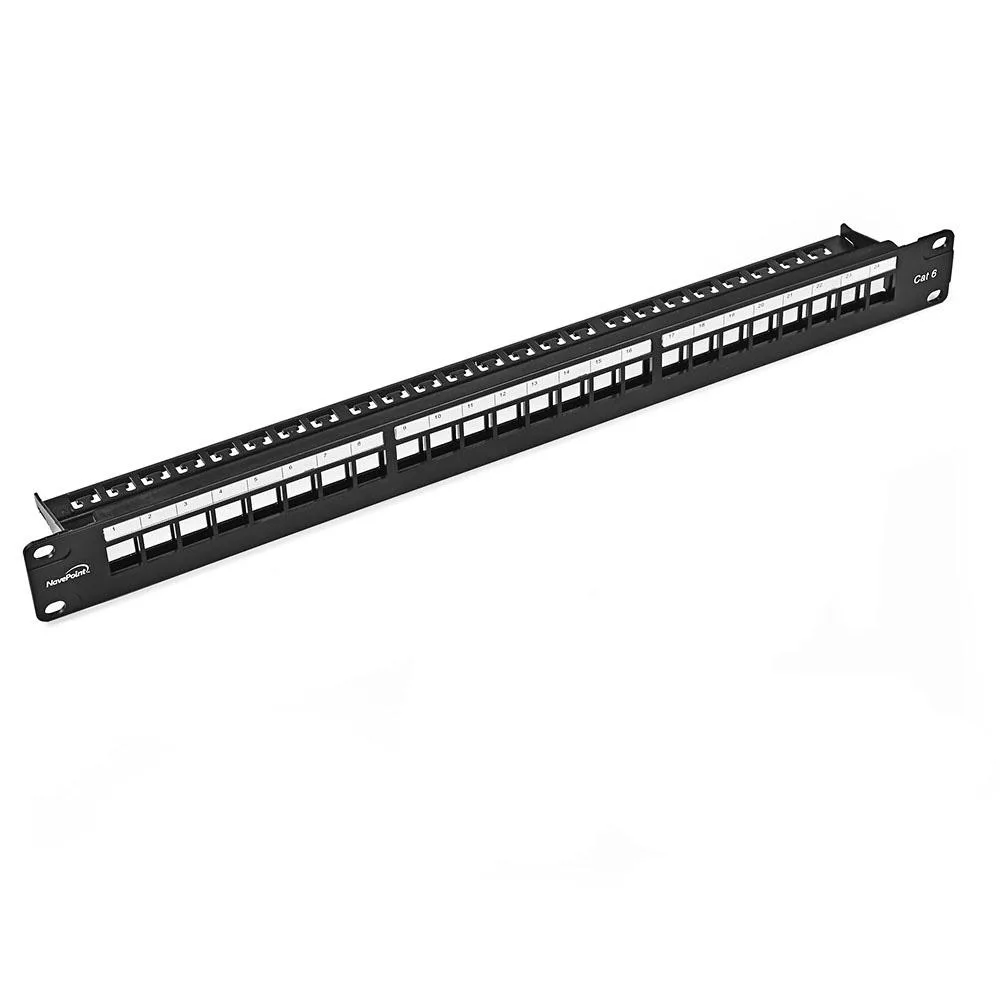 NavePoint NavePoint 24-Port CAT6 UTP Patch Panel 1U Keystones RJ45 Black — product photo
