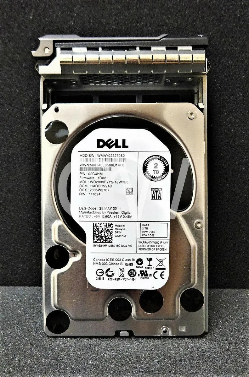 DELL DELL 2G4HM 02G4HM 2TB 7.2K 3G 3.5in SATA internal hard drive — product photo