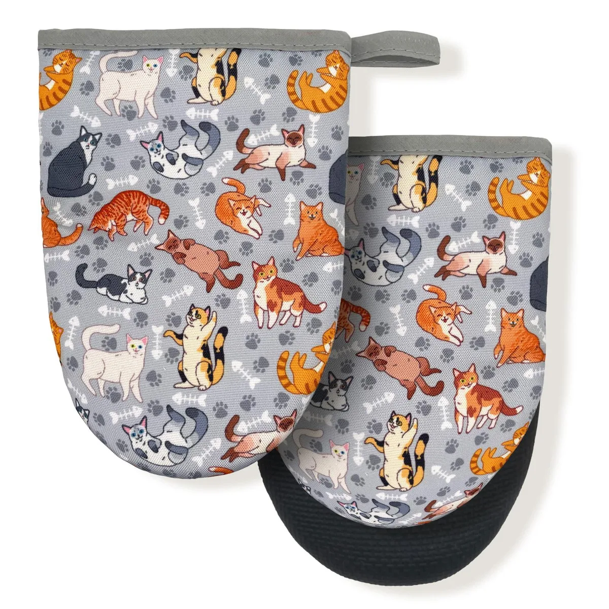 SHBYYGR Cat Grey Mini Silicone Oven Mitts 2-Pack 5.5"X8 — product photo
