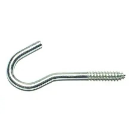 Zinc-plated steel screw-in storage hook with threaded shaft