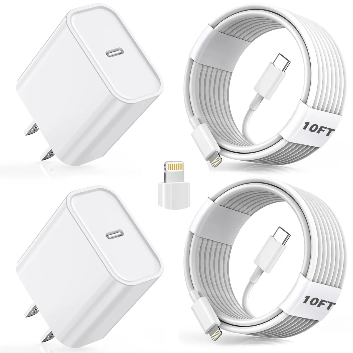 MCHOSE MCHOSE 10FT USB-C to Lightning Cable 2-Pack with Wall Charger — product photo
