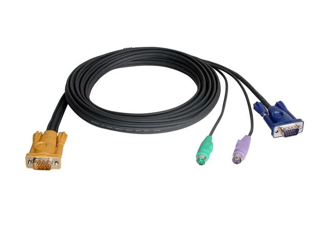 ATEN 2L5203P 10 ft KVM cable with SPHD15 and HD15 Mini-DIN6 connectors