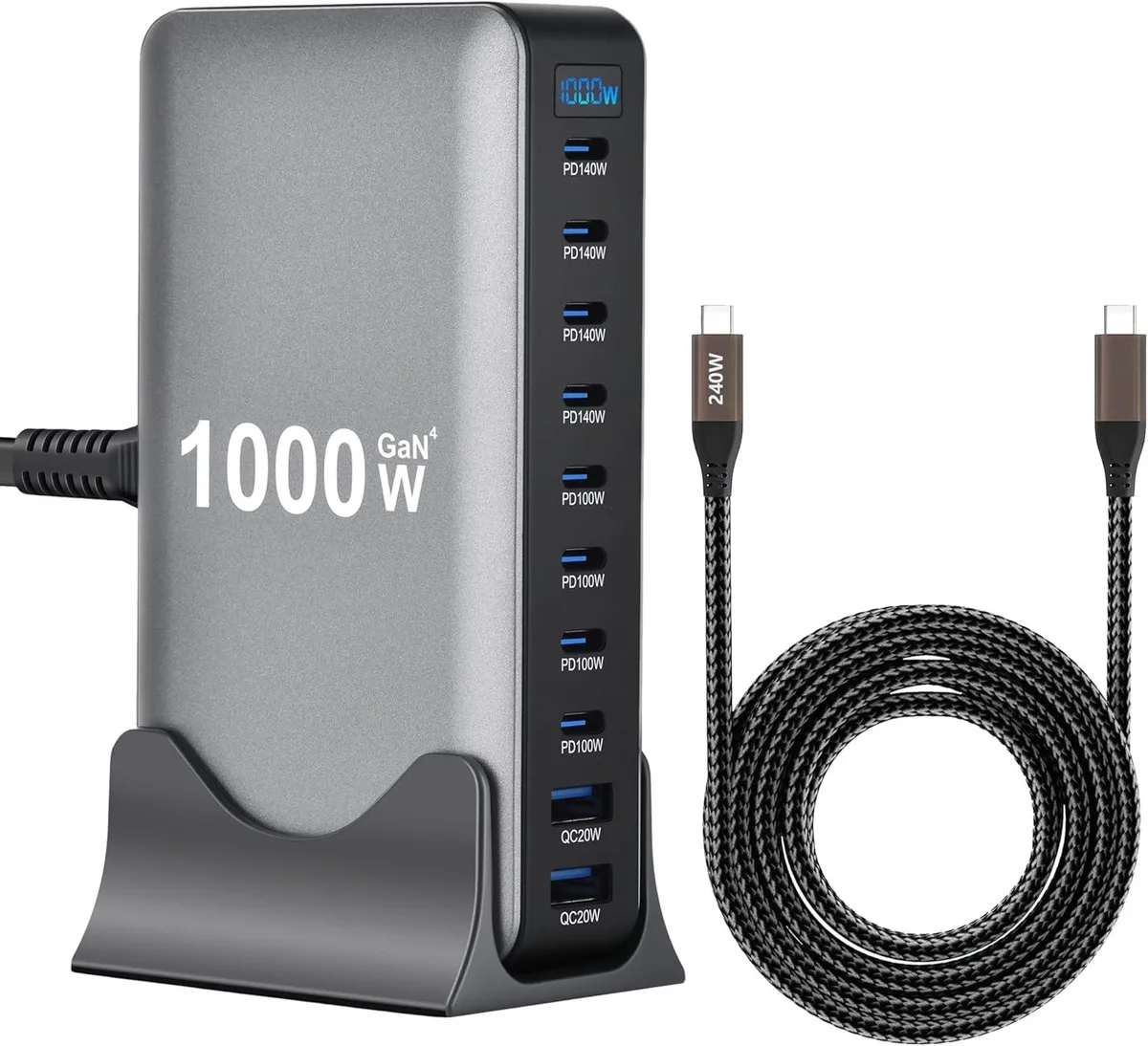 BFKK BFKK 1000W 10-Port GaN Charging Station 240W 6.5ft Cable — product photo