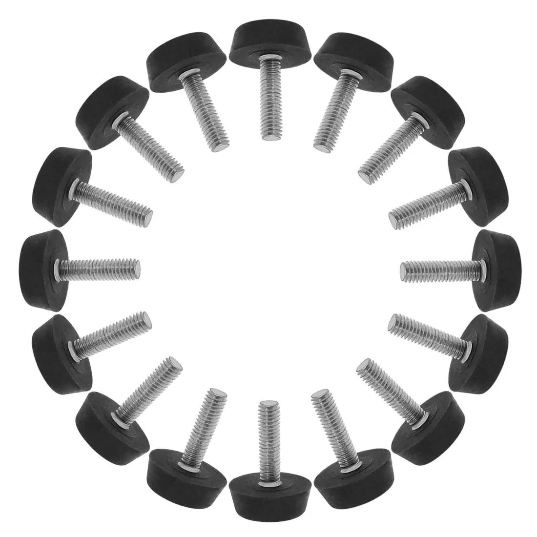 Sixteen M6 threaded leveling feet with 22mm plastic bases