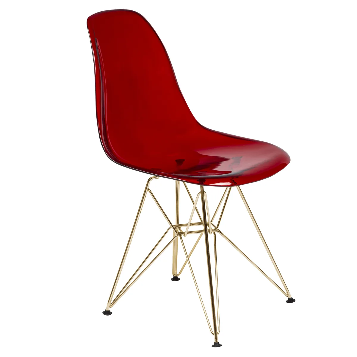 LeisureMod LeisureMod Cresco Molded Dining Chair Gold Base Transparent Red — product photo