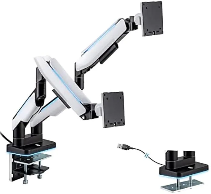 TAURKENAM TAURKENAM Dual Monitor Arm 35 in 44 lb RGB Gas Spring Clamp Grommet — product photo