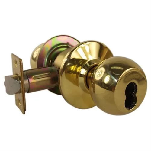 Polished brass interchangeable core entry knob set, Grade 2
