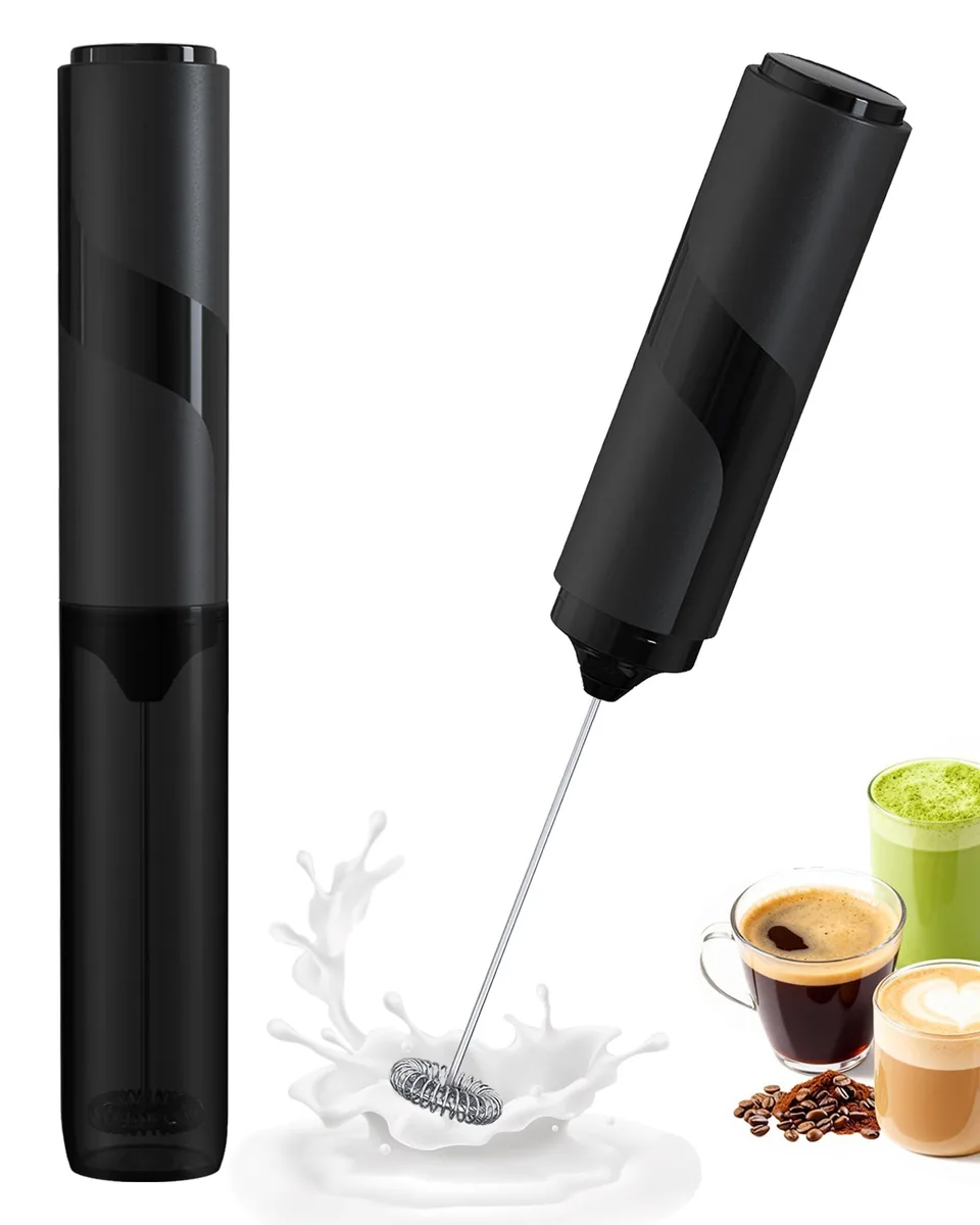  SOENGLYUN Electric Milk Frother Handheld Black WENTAO8002 — product photo