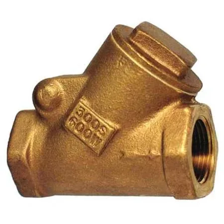 Small bronze Y-pattern check valve with threaded ends, 2.25 inches long