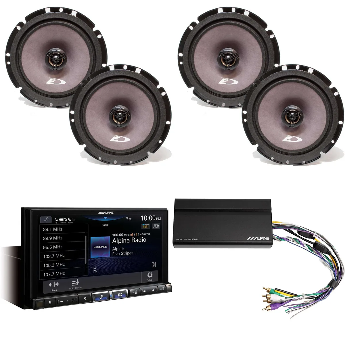 Alpine Alpine iLX-507 7" Multimedia Receiver with 2x SXE-1726S 6.5" Coax &amp; KTA-450 Power Pack — product photo