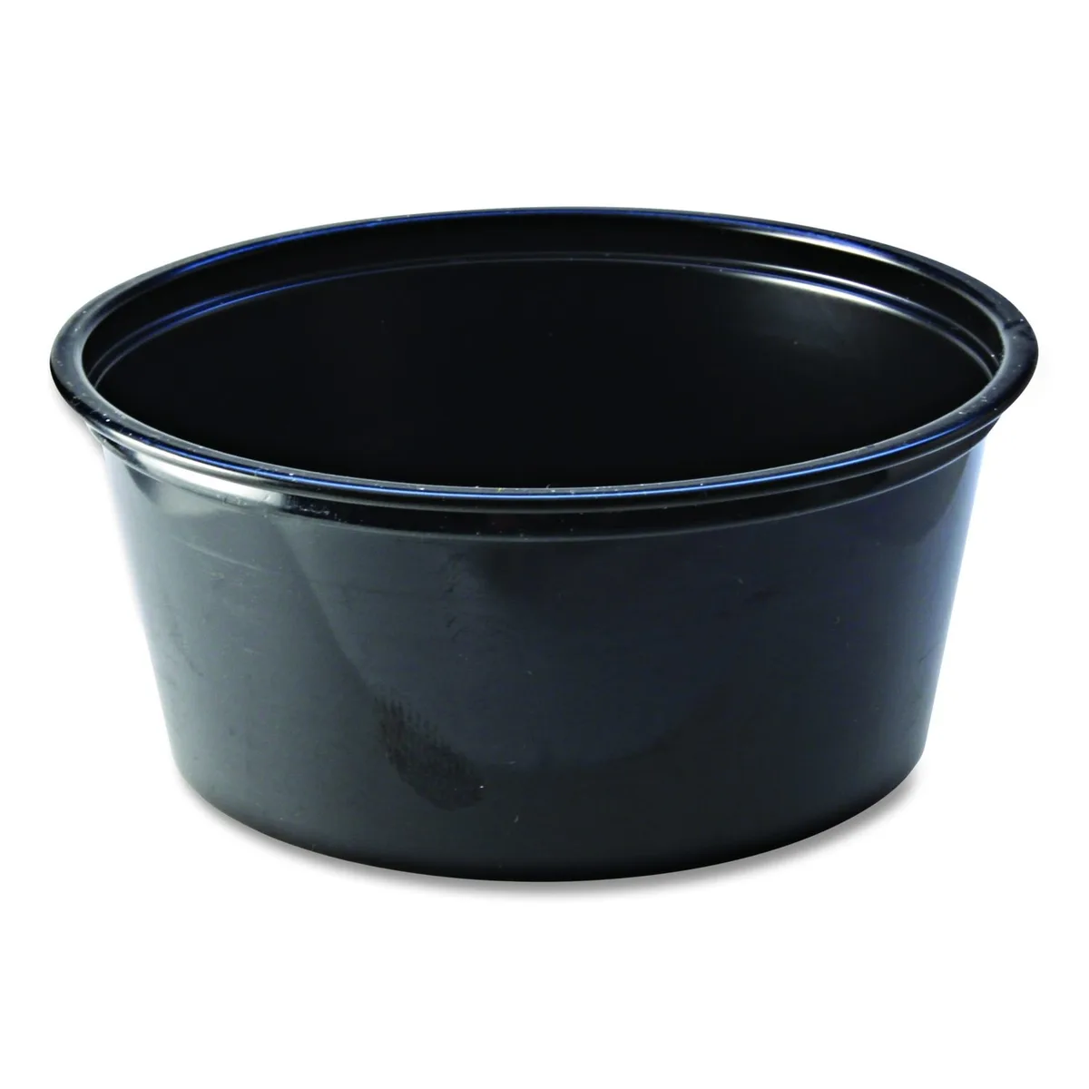 Stack of 2500 small black polystyrene portion cups, 3.25oz each