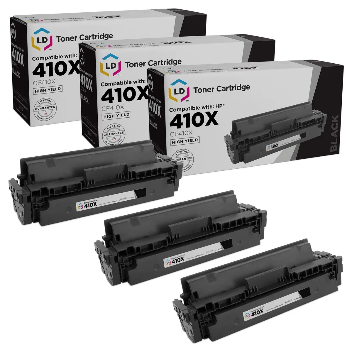 LD Products LD Products Compatible Toner Cartridge Replacement for HP 410X CF410X High Yield Black 3-Pack — product photo