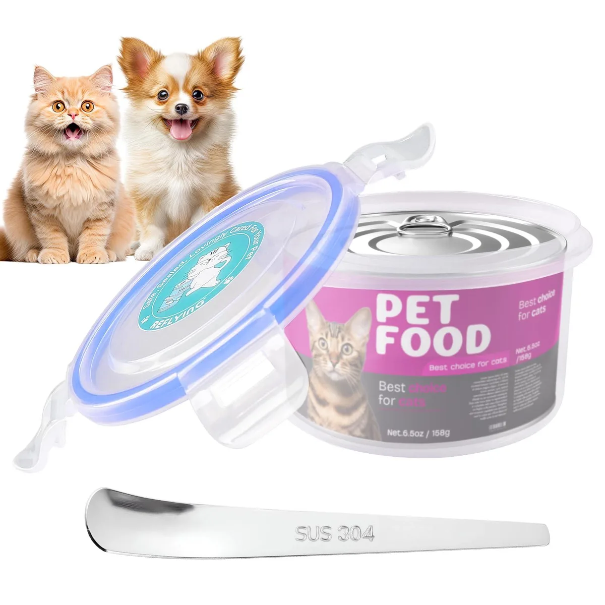 Red airtight pet food can lids, set of two, 3.35 by 2.76 inches