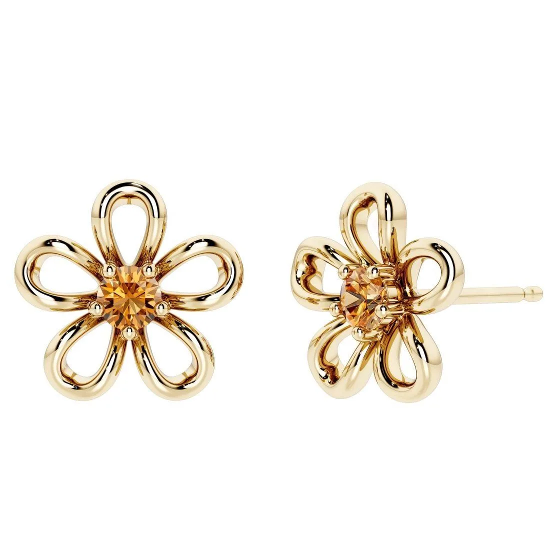 Oravo Oravo Citrine Flower Stud Earrings 4mm 2.8g .925 — product photo