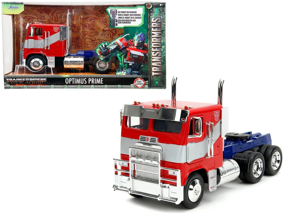 Jada Jada Optimus Prime Truck Red and Blue w/Silver Stripes Transformers Rise of the Beasts 2023 Diecast Model Car — product photo