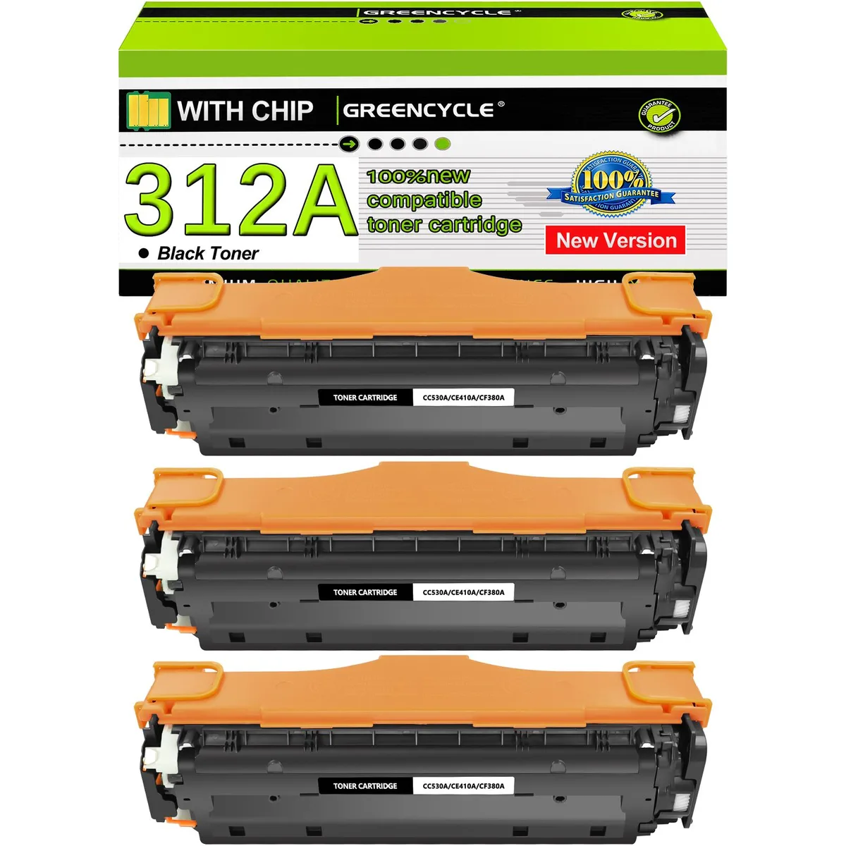 GREENCYCLE GREENCYCLE 312A CF380A Black Toner Cartridge 3 Pack — product photo