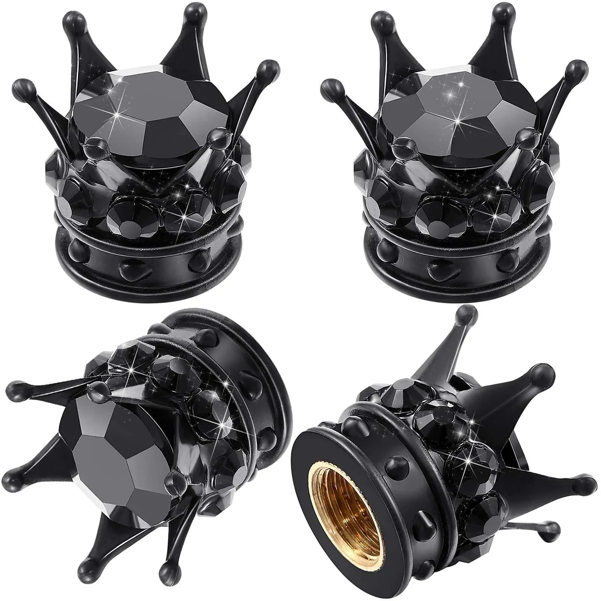  Crown Tire Valve Stem Caps 4 Pieces Black — product photo