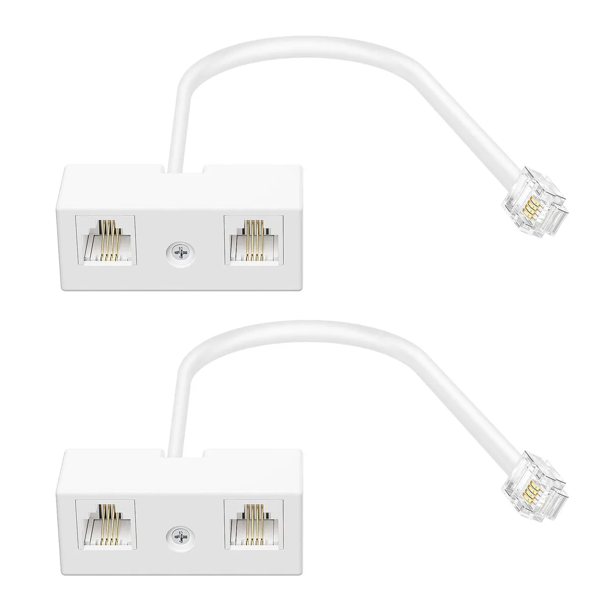 Vszerda Vszerda RJ11 6P4C Telephone Splitter Male to 2 Female White 2 Pack — product photo