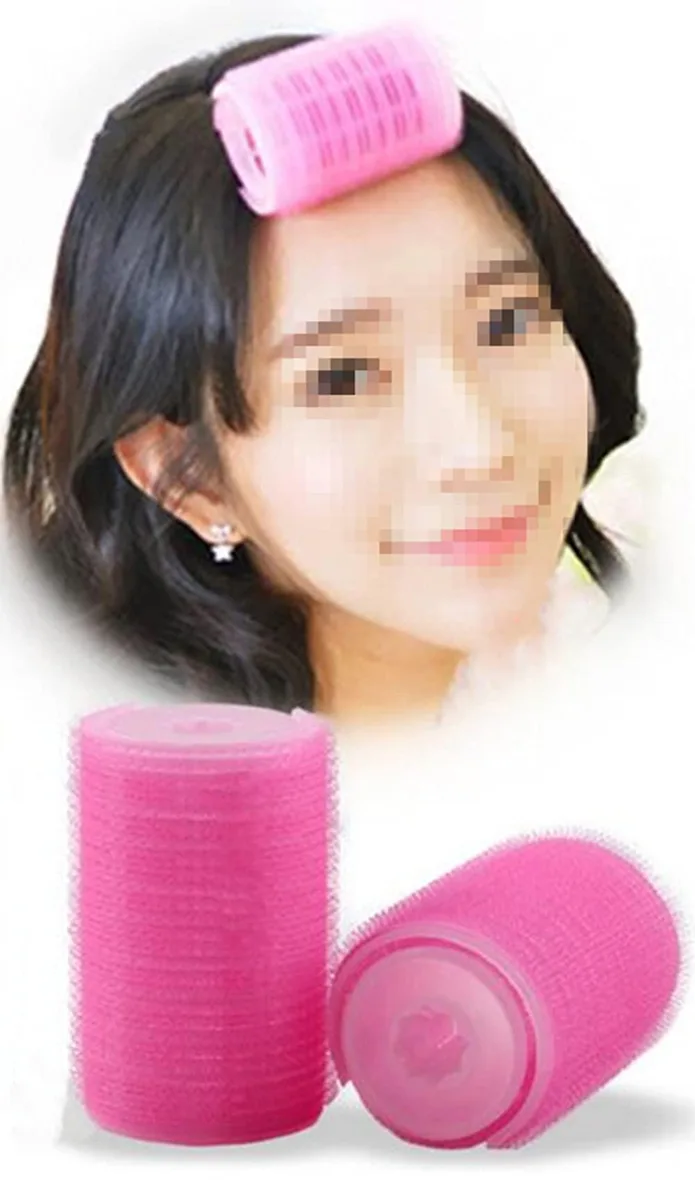 Two plastic self-adhesive hair rollers with clip, lightweight .032kg