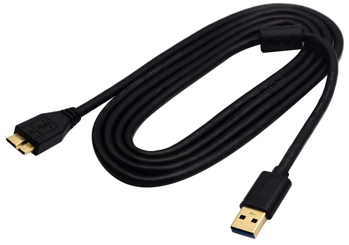 Black USB 3.0 A male to Micro B male cable 1.8M with magnetic ring