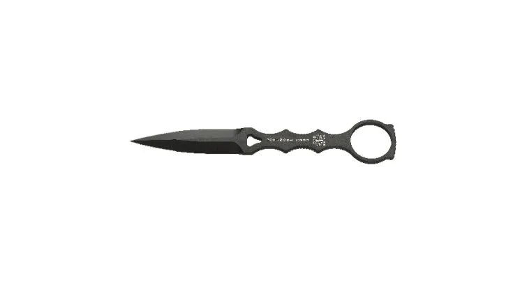 Black skeletonised dagger with ring handle and sheath