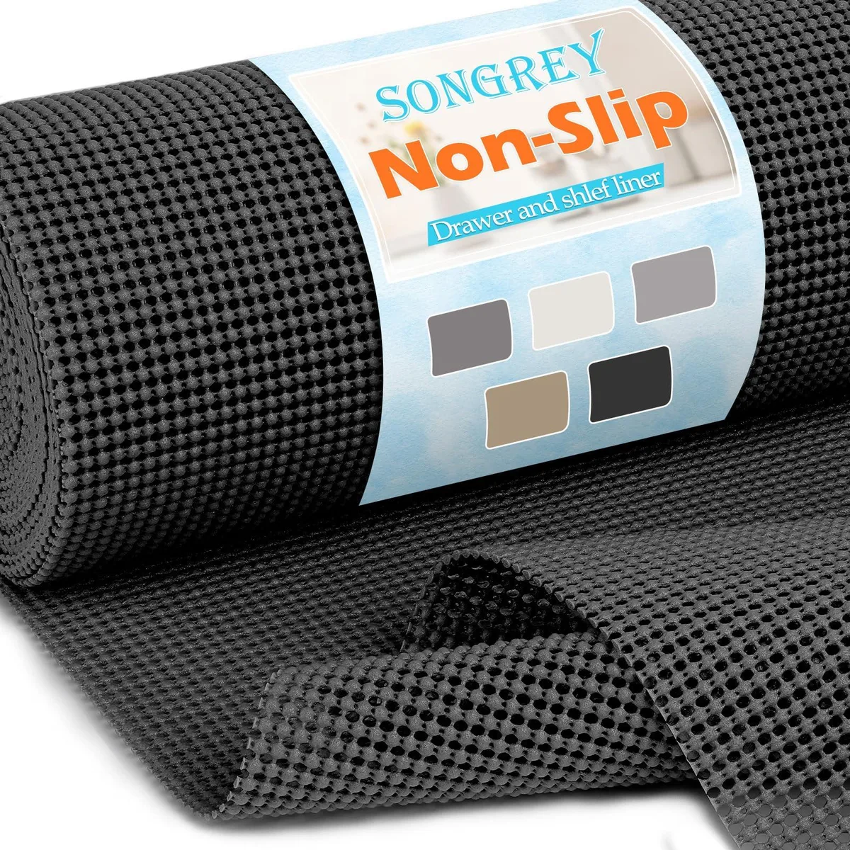 Songrey Non-Slip Shelf Cabinet and Drawer Liner 12IN x 10FT Black — product photo