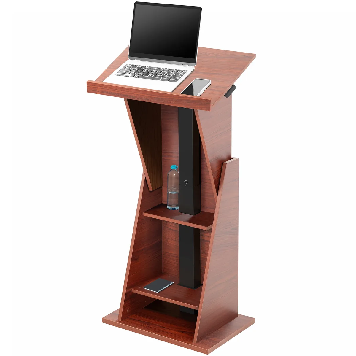 VIVO VIVO Pneumatic Height Adjustable Podium Dark Walnut 34 to 50.2 inches 11 lbs capacity — product photo