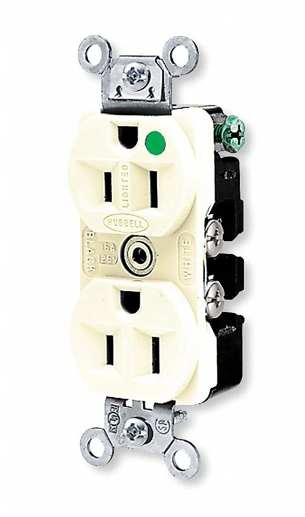 Hubbell Incorporated Hubbell Incorporated HBL8200ILI 15A 125V Duplex Receptacle Ivory — product photo