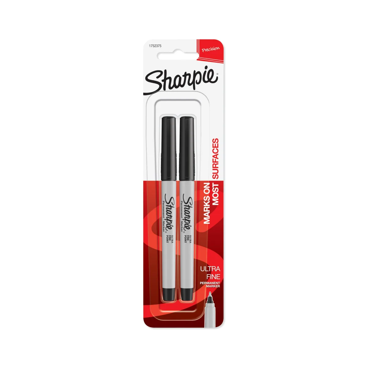 Sharpie Permanent Markers Ultra Fine Point Black 2 Count Home School Office Supplies — product photo