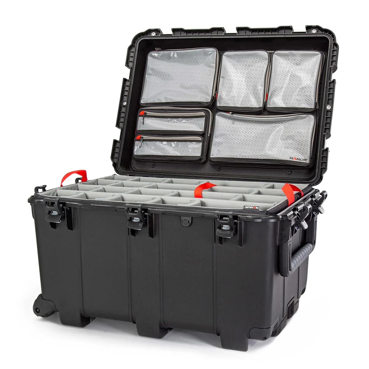 NANUK NANUK 975 Wheeled Waterproof Case, Black, 6-Pocket Lid Organizer &amp; Padded Divider — product photo