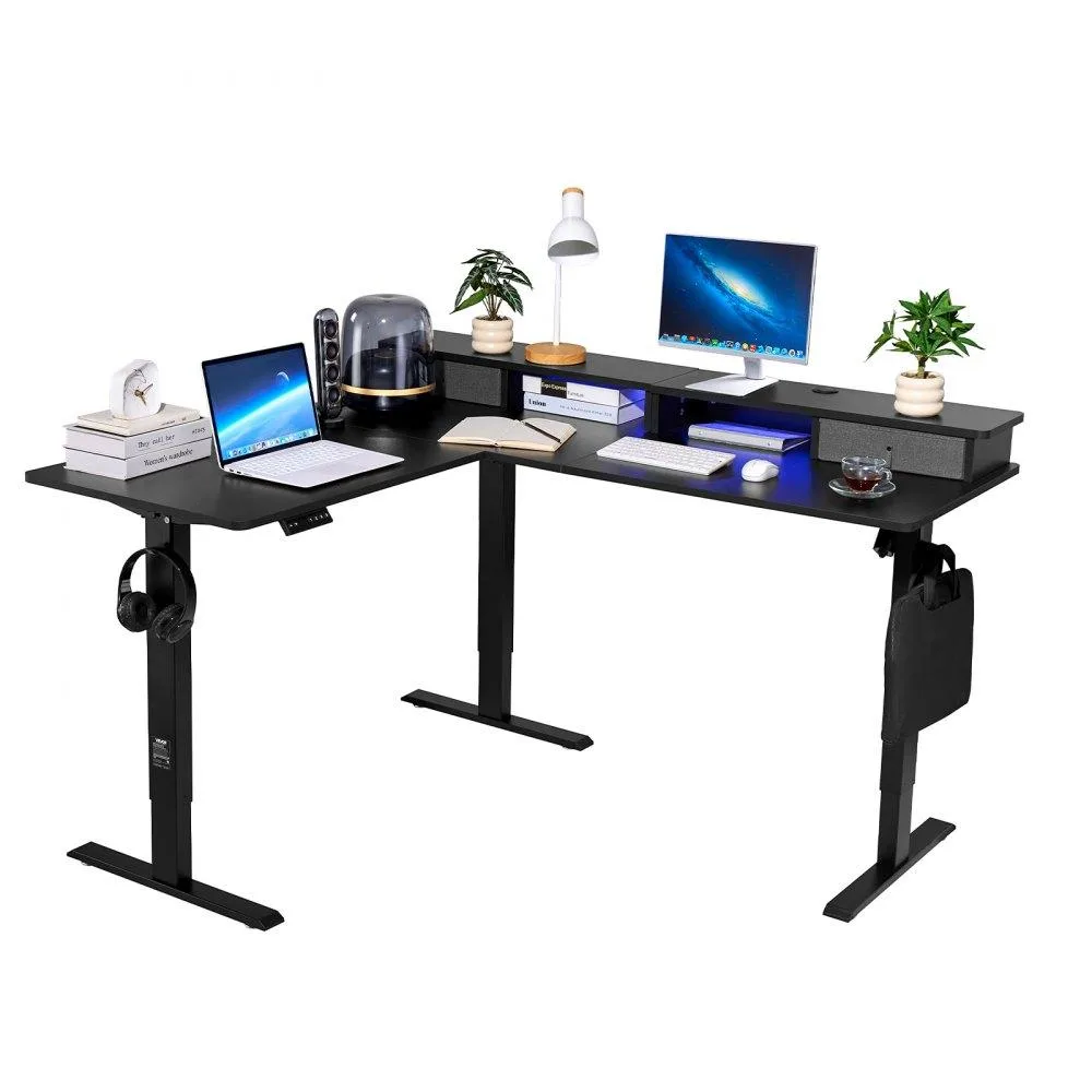 VEVOR VEVOR L-Shaped Electric Standing Desk Black 160.3 x 140 cm — product photo