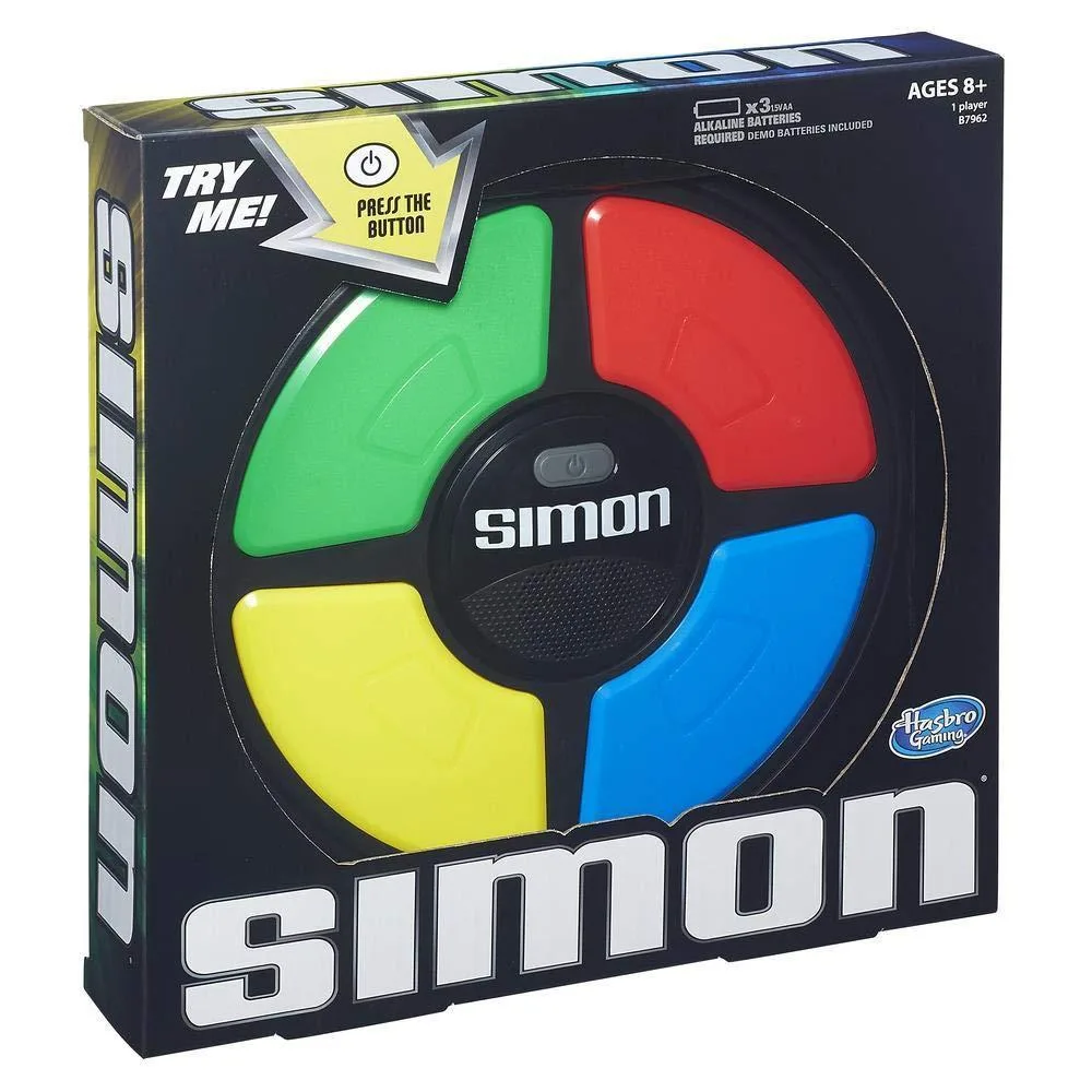 ROG Simon electronic memory game model 1897 with LCD screen and four coloured buttons