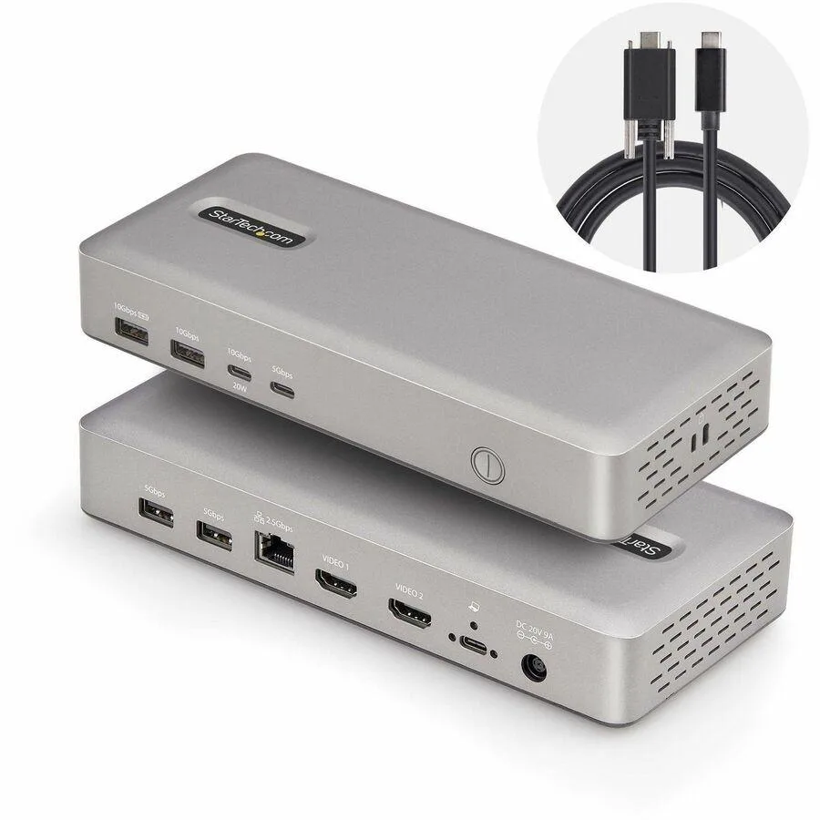 STARTECH STARTECH 155NAUSB4DOCK docking station USB-C 40Gbps dual HDMI 2.1 6x USB 2.5GbE 100W PD — product photo