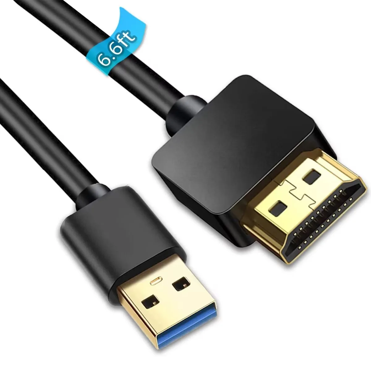 AKWOR AK889 USB to HDMI Adapter Cable 6.6FT 1080P@60Hz USB 3.0 Black — product photo