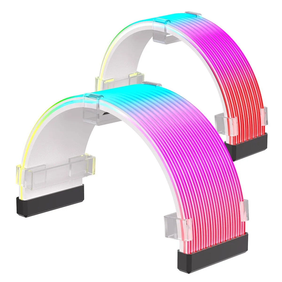  LDPCSJ 24-pin &amp; 8-pin ATX ARGB extension kit, 6", black — product photo