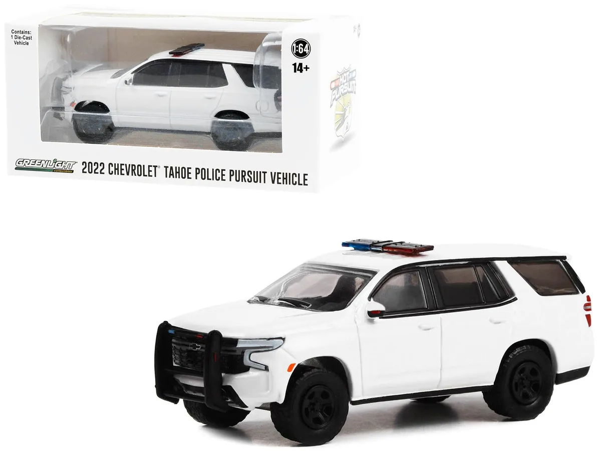 GREENLIGHT GREENLIGHT 2022 Chevrolet Tahoe PPV White Light Bar Hobby Exclusive 1/64 — product photo