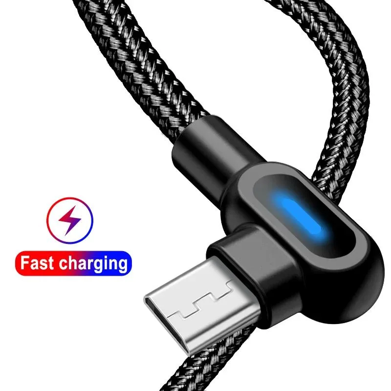 Hetai Tech Hetai Tech USB Micro USB to USB A cable 90 degree nylon 1 m 2 m — product photo