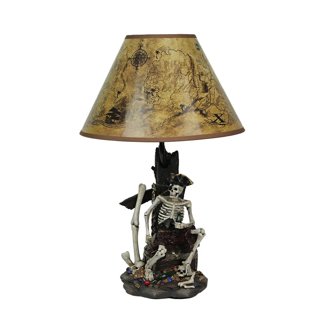 DWK Corporation DWK Corporation Pirate Skeleton Table Lamp 21 Inch Treasure Map Shade — product photo
