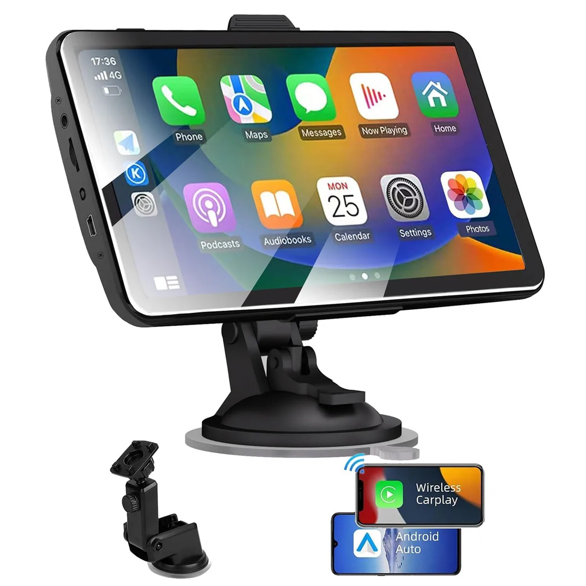 MRSXWPY RM 7 inch Portable Carplay Screen Wireless CarPlay Android Auto GPS Mirror Link Touch Screen 12V 24V — product photo